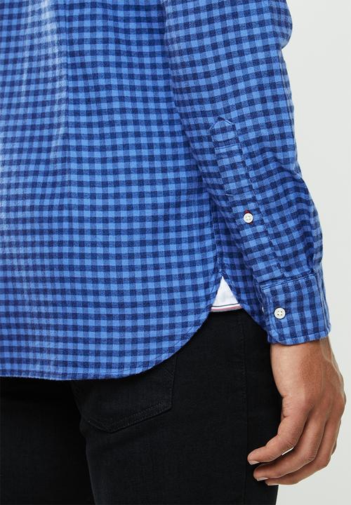 Tommy Hilfiger - Slim global stripe gingham shirt - blue