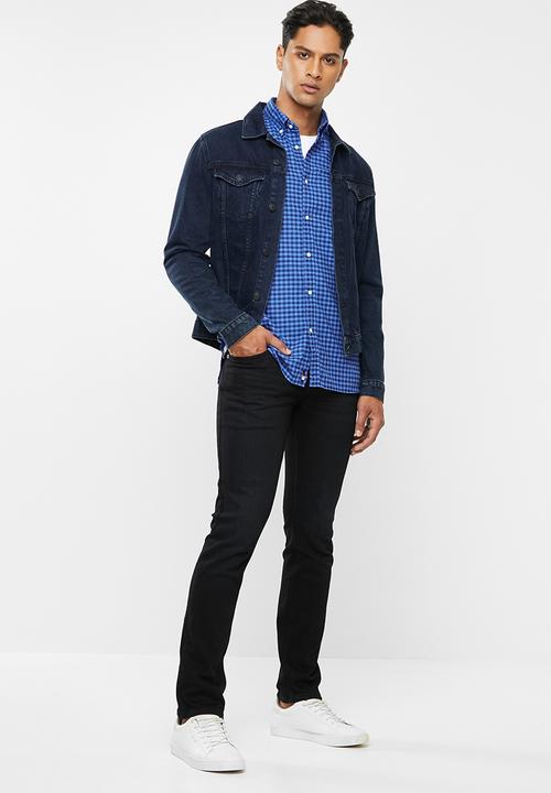 Tommy Hilfiger - Slim global stripe gingham shirt - blue