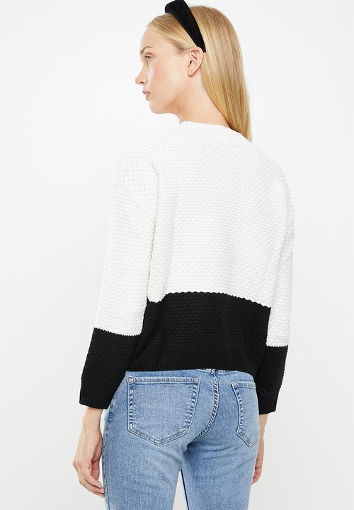 MANGO - Miriam knit sweater - white & black