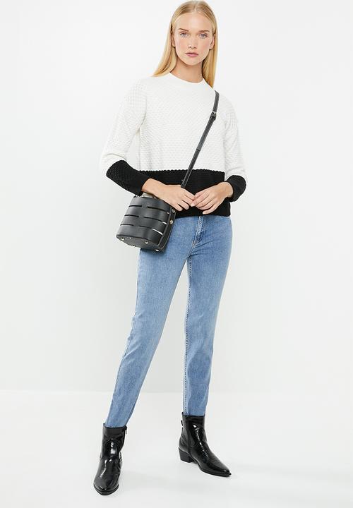 MANGO - Miriam knit sweater - white & black