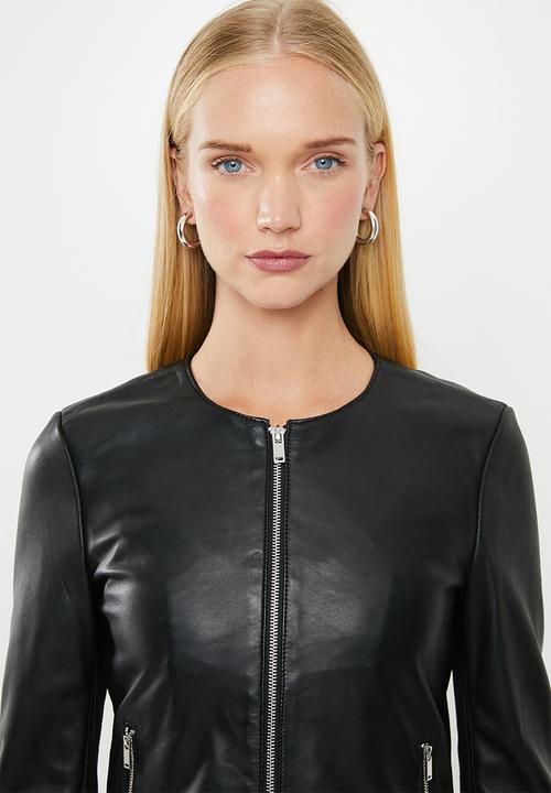 MANGO - Felipa leather jacket - black
