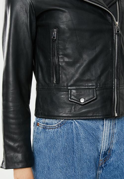 MANGO - Perfect leather biker jacket - black