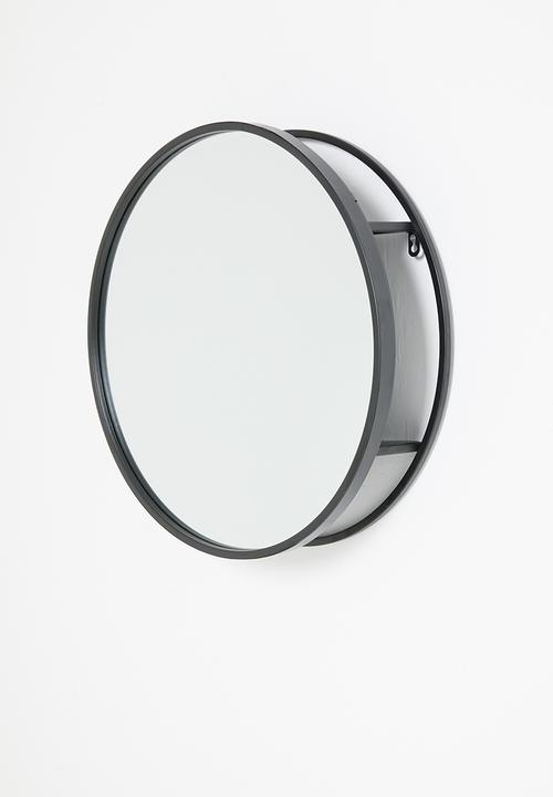 Bathroom Solutions - Circle storage mirror - black