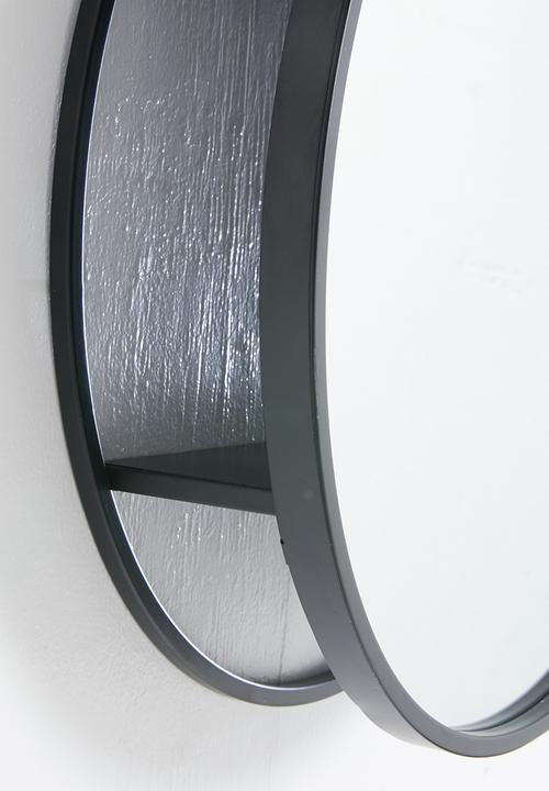 Bathroom Solutions - Circle storage mirror - black