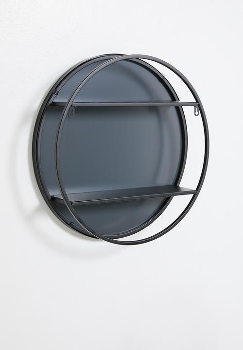 Bathroom Solutions - Circle storage mirror - black