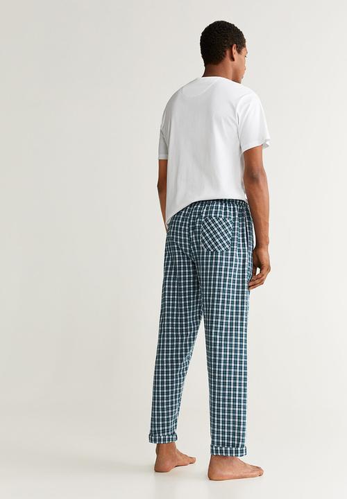 MANGO - Pichecks pyjama set - navy & white