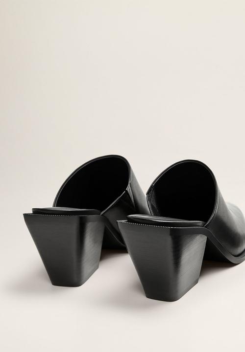 MANGO - Ranch leather mule - black