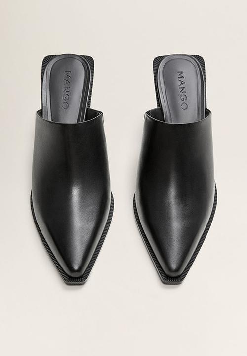 MANGO - Ranch leather mule - black