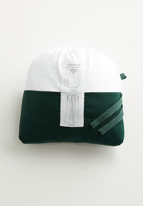 MANGO - Piliso pyjama set - green & white