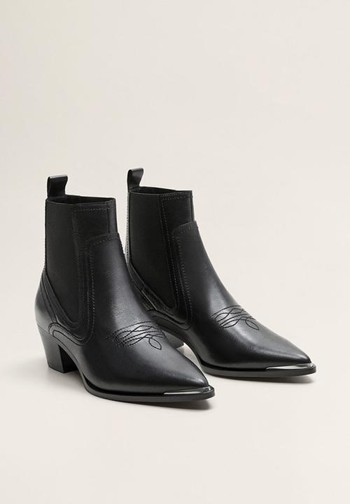 MANGO - Bufalo leather ankle boot - black