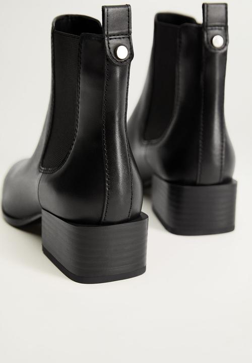 MANGO - Mess leather chelsea boot - black
