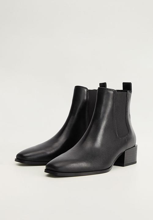 MANGO - Mess leather chelsea boot - black