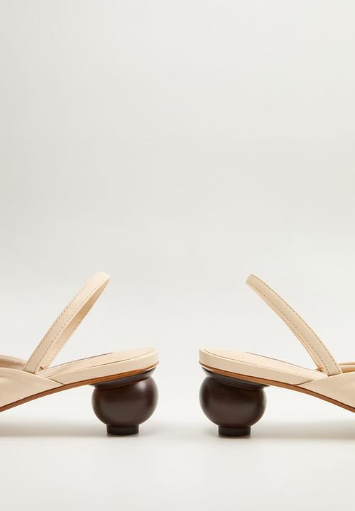 MANGO - Renee leather heel - light beige