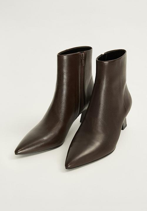 MANGO - Inky leather ankle boot - brown