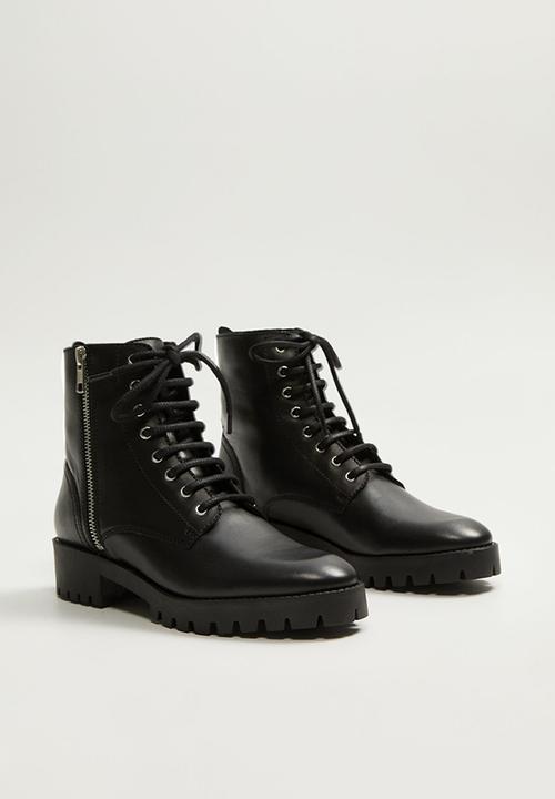 MANGO - Mili leather biker boot - black