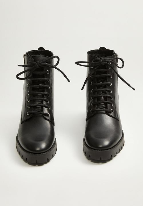 MANGO - Mili leather biker boot - black
