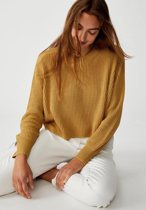Cotton On - Archy cropped pullover -  prarie sand