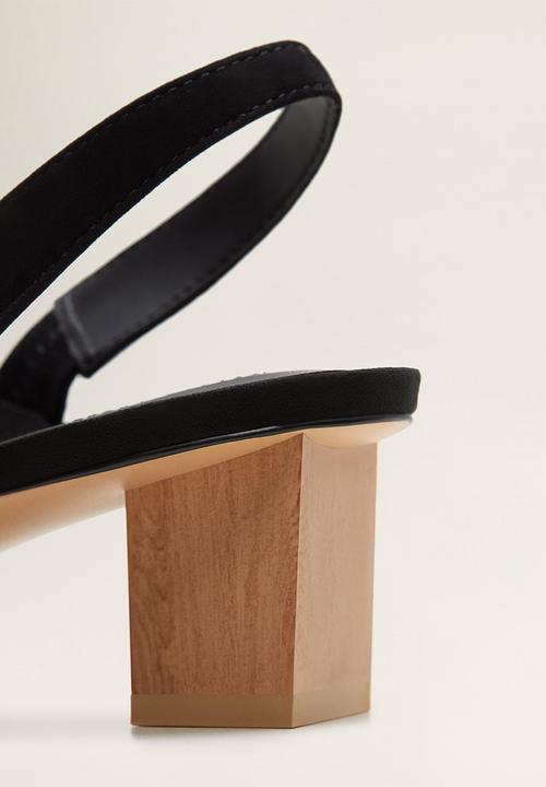 MANGO - Crose suede heel - black