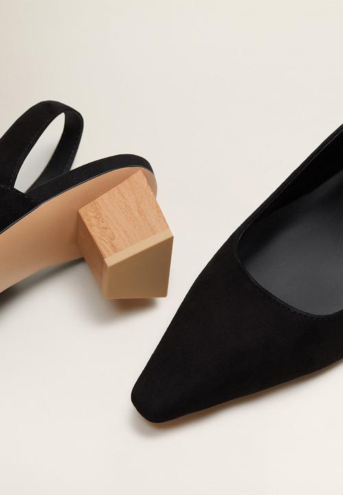 MANGO - Crose suede heel - black