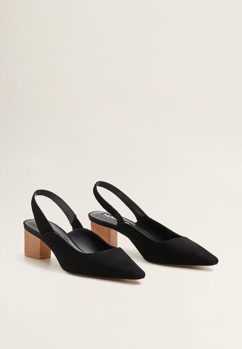 MANGO - Crose suede heel - black