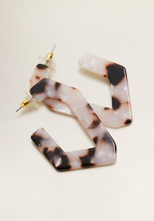 MANGO - Devana earrings - white & brown