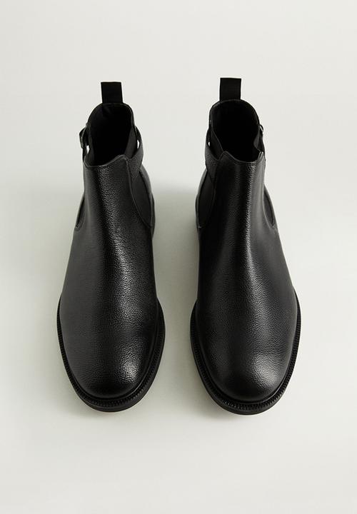 MANGO - Leather chelsea boots - black