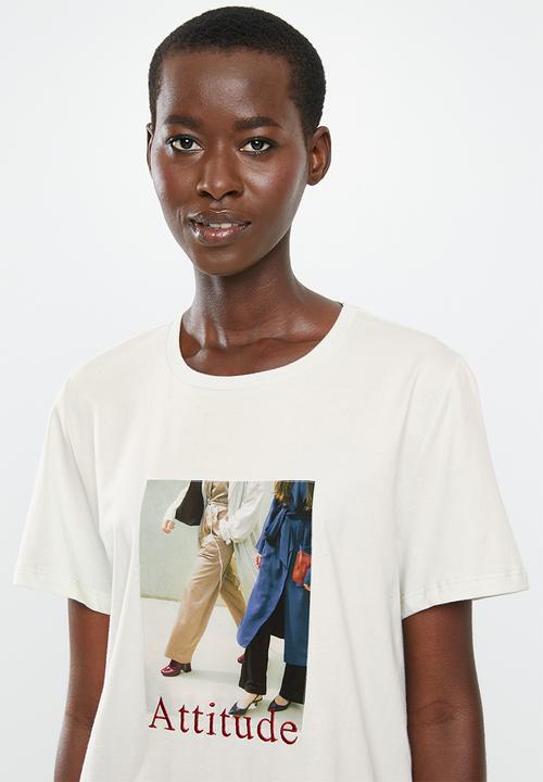 MANGO - Round neck tee - pale beige