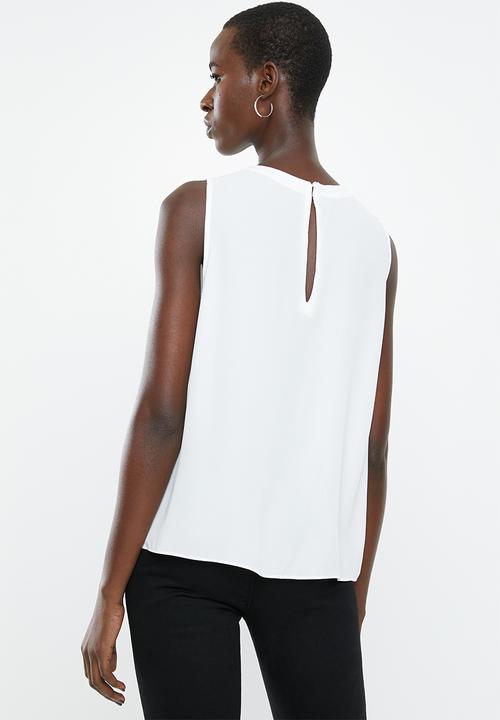 MANGO - Flowy sleeveless blouse - off white