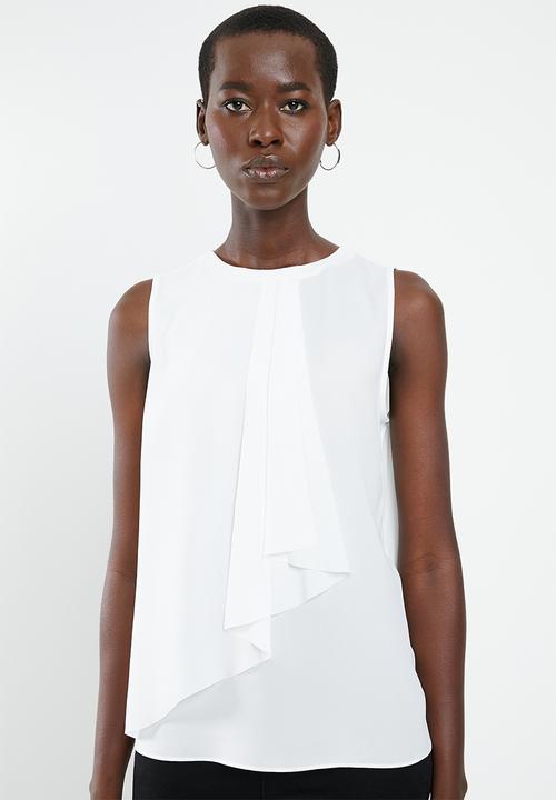 MANGO - Flowy sleeveless blouse - off white