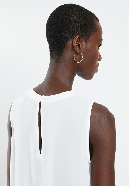 MANGO - Flowy sleeveless blouse - off white