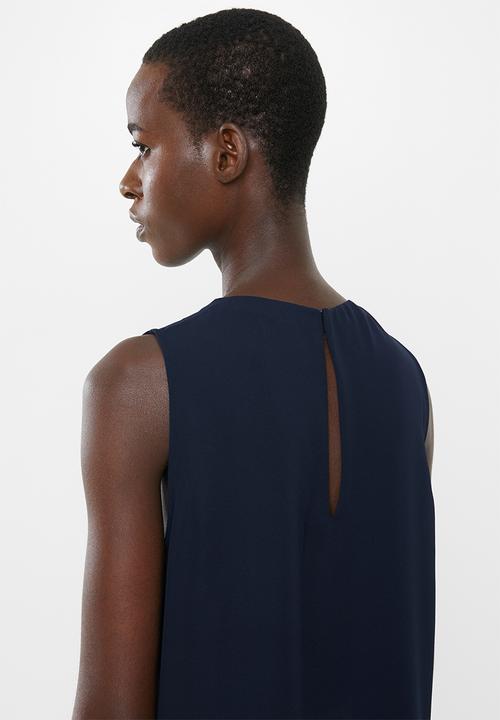 MANGO - Flowy sleeveless blouse - navy