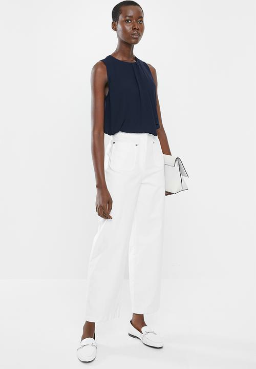 MANGO - Flowy sleeveless blouse - navy