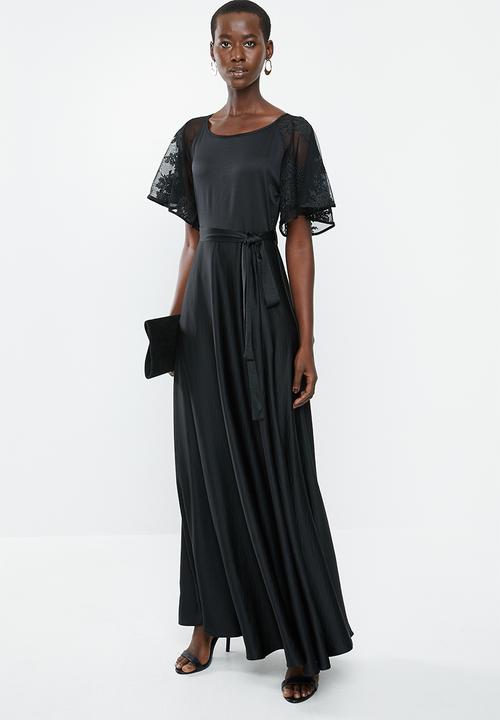 AMANDA LAIRD CHERRY - Overlay dress with flutter sleeves - black