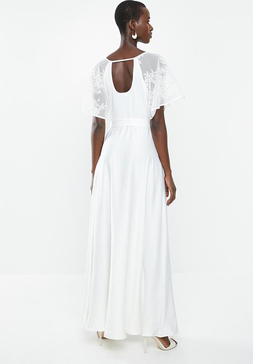 AMANDA LAIRD CHERRY - Overlay dress with flutter sleeves - white
