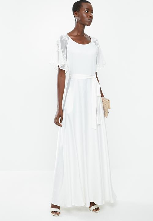 AMANDA LAIRD CHERRY - Overlay dress with flutter sleeves - white