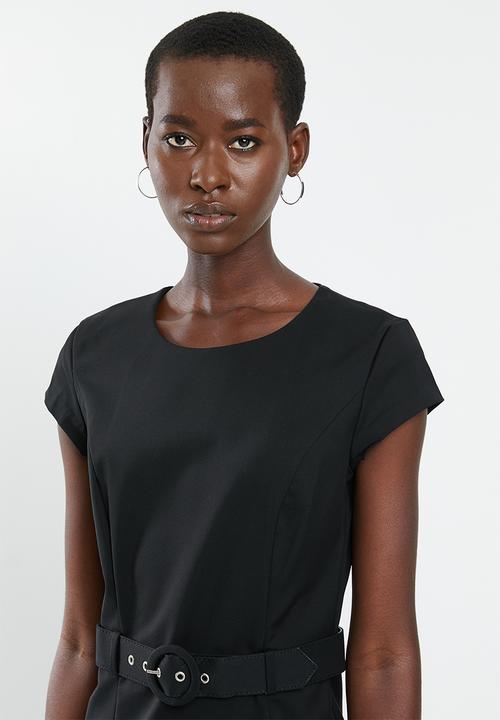 MANGO - Cap sleeve dress - black