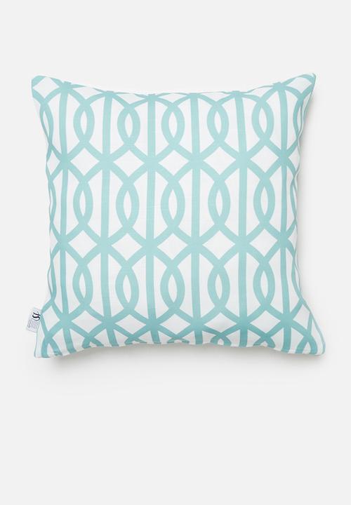 Sixth Floor - Trellis cushion cover - duck egg & white 