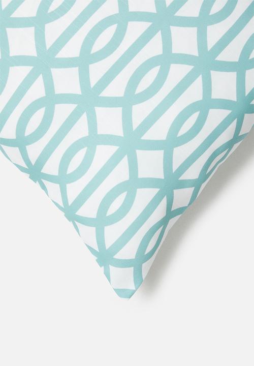 Sixth Floor - Trellis cushion cover - duck egg & white 