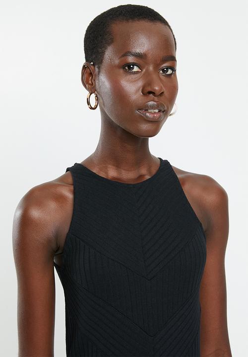 MANGO - Tailored ribbed dress - black