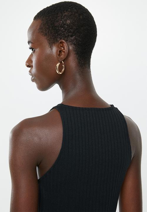 MANGO - Tailored ribbed dress - black