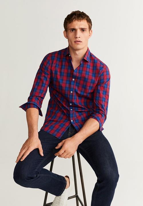 MANGO - Jonas shirt - blue & red 