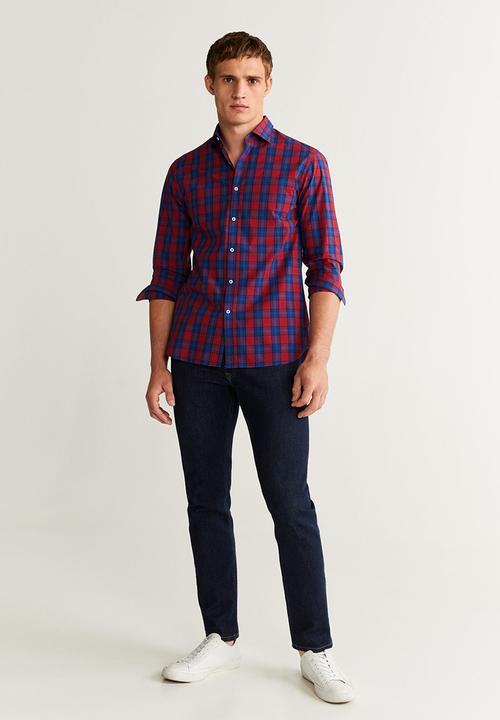 MANGO - Jonas shirt - blue & red 