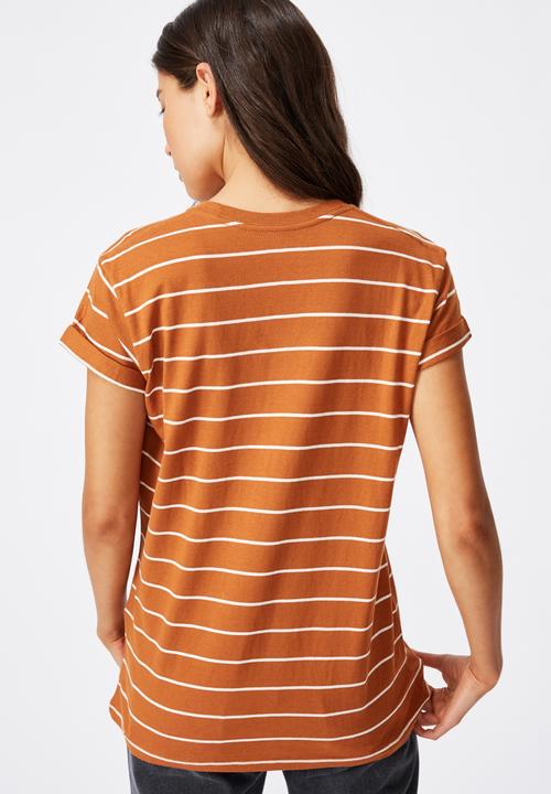 Cotton On - Classic slogan T-shirt dreamer - glazed ginger & gardenia stripe