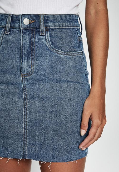 Cotton On - Classic stretch denim mini skirt - berkely blue