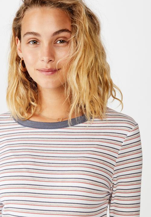 Cotton On - The turn back long sleeve top rickard stripe - multi
