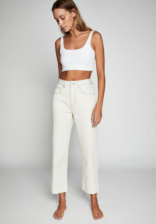 Straight leg jean - worn white Cotton 