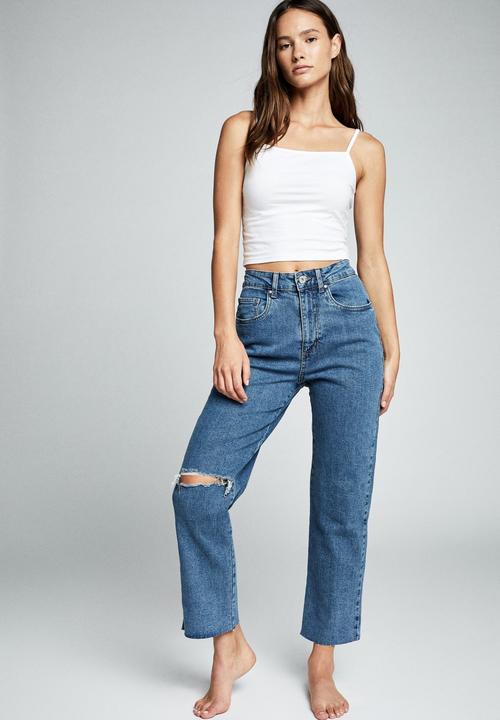 Cotton On - Straight stretch jean - berkely blue rips