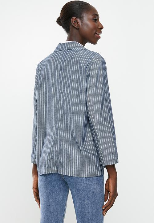 Jacqueline de Yong - Leila worker blazer denim - blue & white