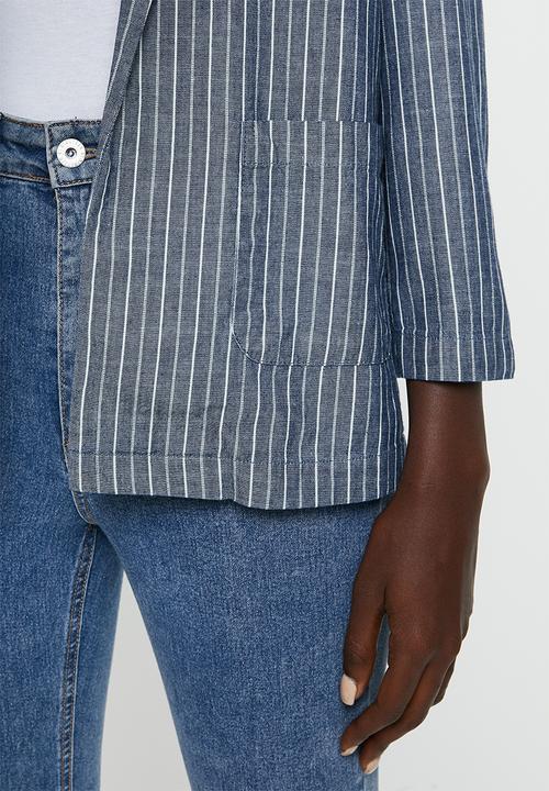 Jacqueline de Yong - Leila worker blazer denim - blue & white