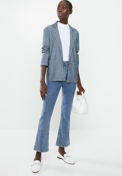 Jacqueline de Yong - Leila worker blazer denim - blue & white